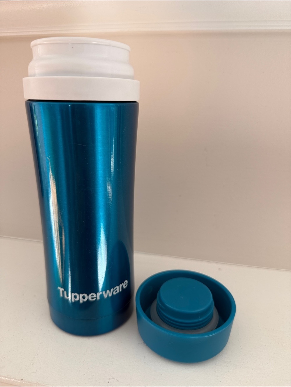Tupperware Metallic Teal sparkle Travel Tumbler - Picture 3 of 9